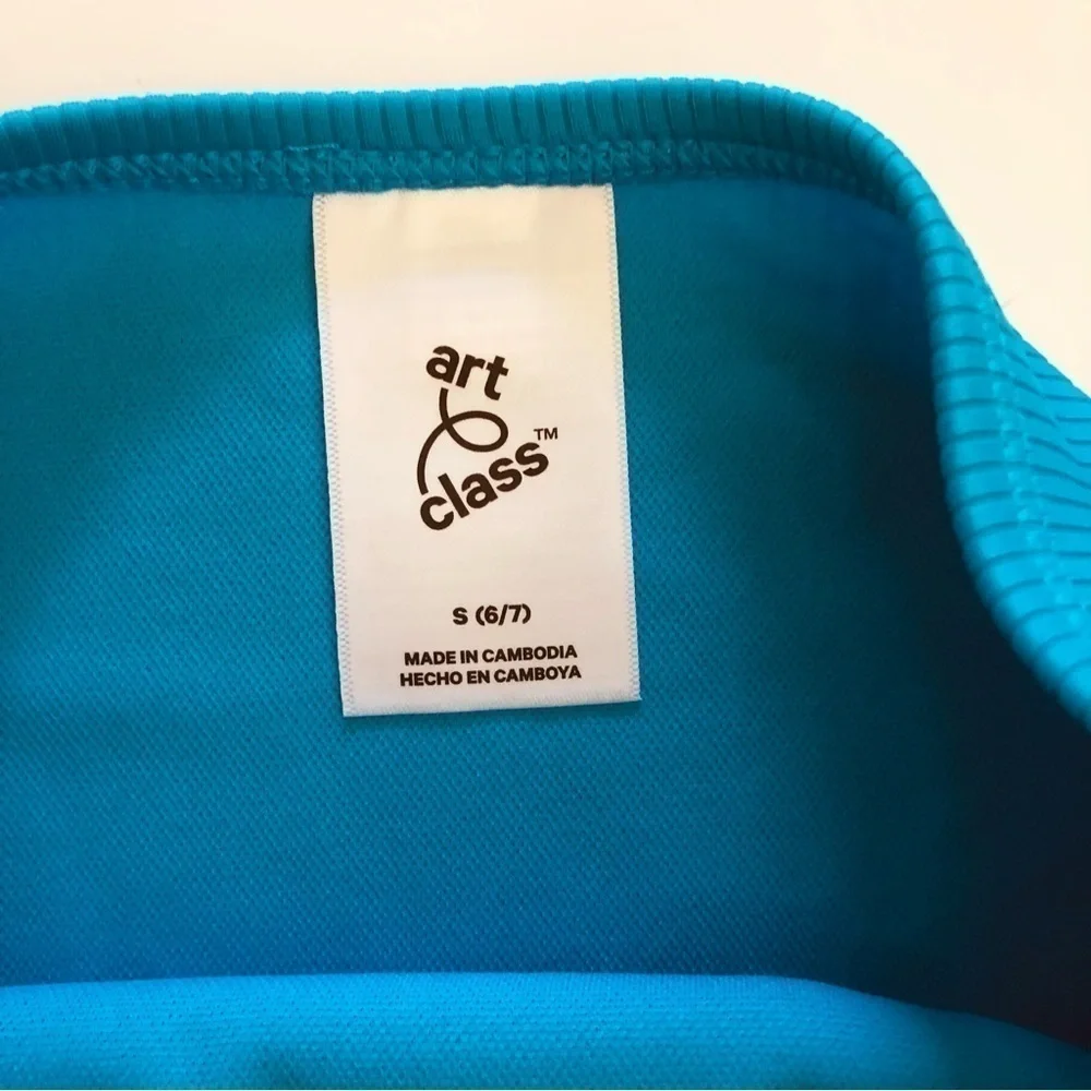 Art Class Girls Blue Turquoise Bandeau Ribbed Crisscross Tie Bikini Set Sz S/6-7